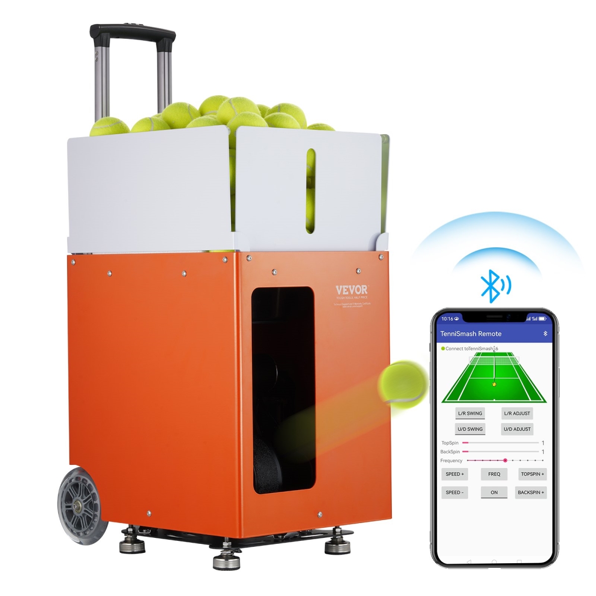 Picture of Vevor WQFQJFX06JCKINAXEV1 Automatic Portable Ball Launcher Training Tennis Ball Practice Machine