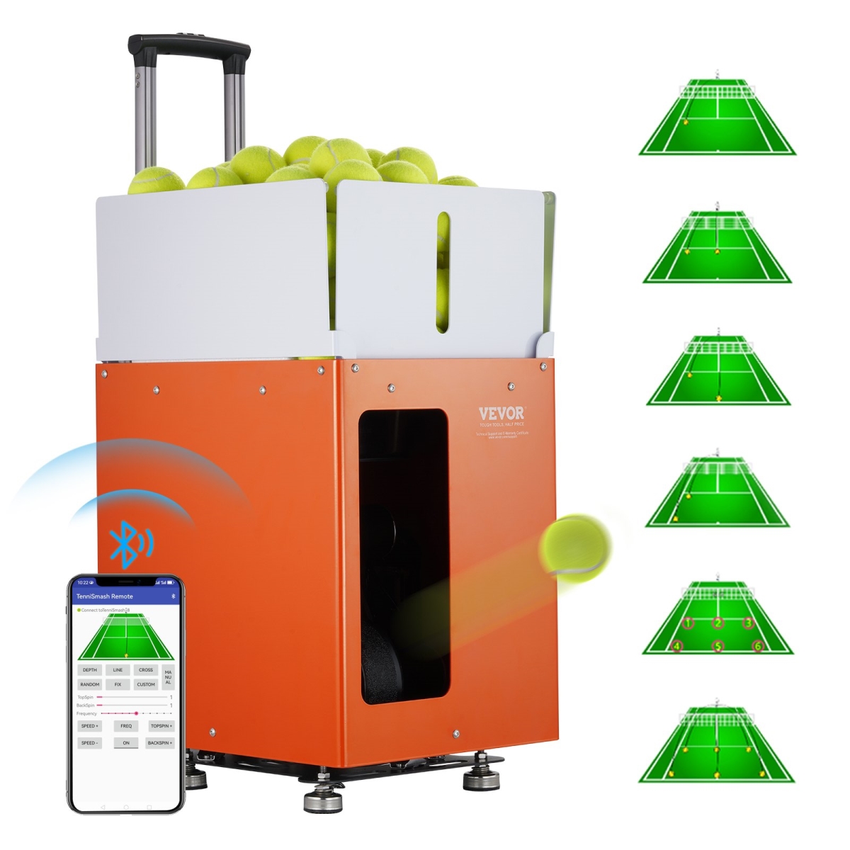 Picture of Vevor WQFQJFX08JJKHE06DV1 Automatic Portable Launcher Training Tennis Ball Practice Machine
