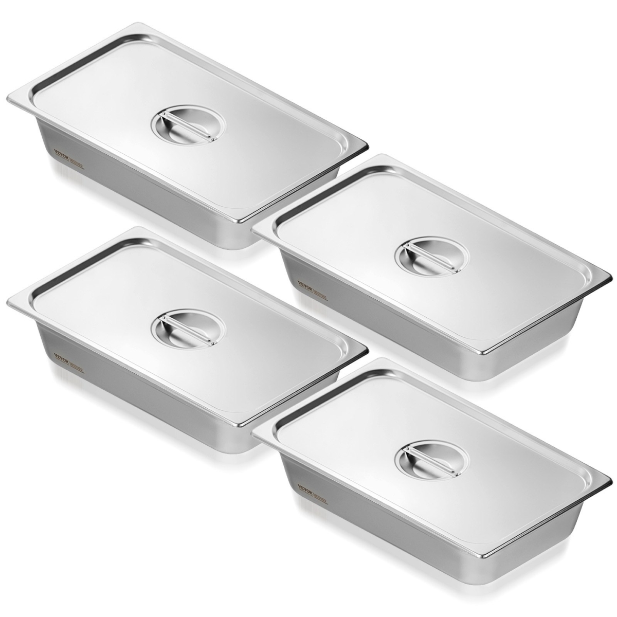 Picture of Vevor 11QCCPYG4YCSH7PULV0 Full Size Anti-Jam Hotel Steam Pan with Lid&#44; Pack of 4