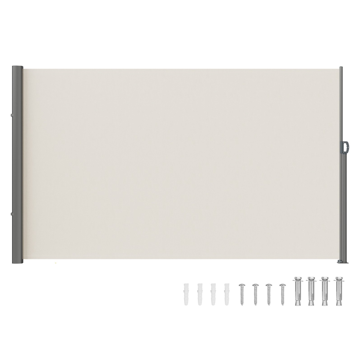 Beige Retractable 71 x 118 in. Awning-Rugged Full Aluminum Rust-Proof