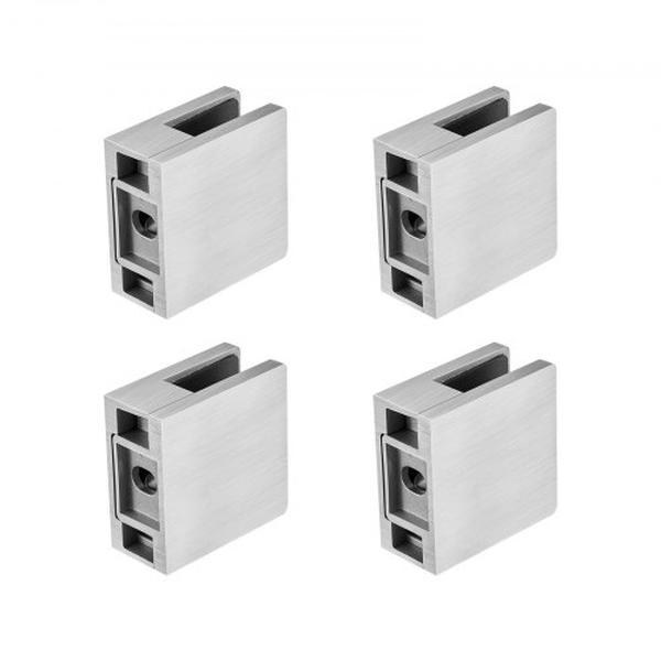 BLZJYSFX4PCSB3QG6V0 Square Glass Railing Bracket for 0.31-0.47 in. Tempered Glass, 304 Stainless Steel Glass Mounting Clamp, Silver - 4 Piece