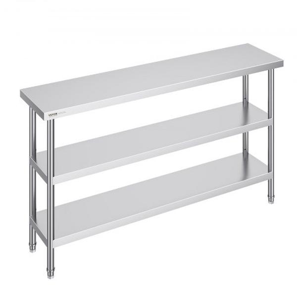 CFBXGGZTSCGZFXOQBV0 14 x 60 x 34 in. Commercial Kitchen Worktable with 2 Adjustable Undershelf