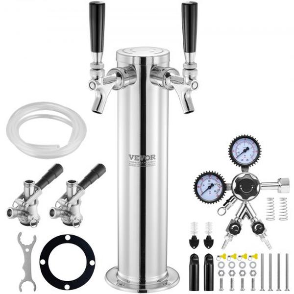 Picture of Vevor LTJZSLTSBDYQ26KMQV0 Stainless Steel Kegerator Dual Taps Beer Conversion Kit