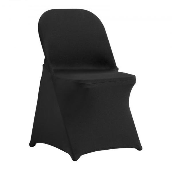 YTHS50PCSDKQVPR4GV0 Stretch Spandex Folding Chair Covers, Black - 50 Piece