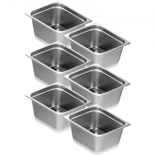 Picture of Vevor 12BCCPBXG6JTH1L7WV0 0.8 mm Thick Stainless Steel Restaurant Steam Table Pan - Pack of 6