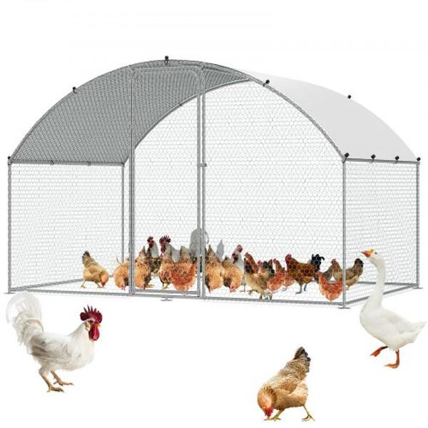 BRSJP2X3X2MYGZ1GPV0 9.8 x 6.5 x 6.5 ft. Walk-in Large Metal Chicken Run for Yard with Waterproof Cover -  Vevor