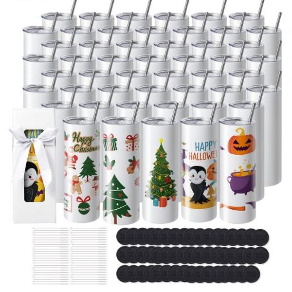 Picture of Vevor KBJPJTJBXG507H8NIV0 20 oz Skinny Straight, Stainless Steel Sublimation Tumblers - Pack of 50
