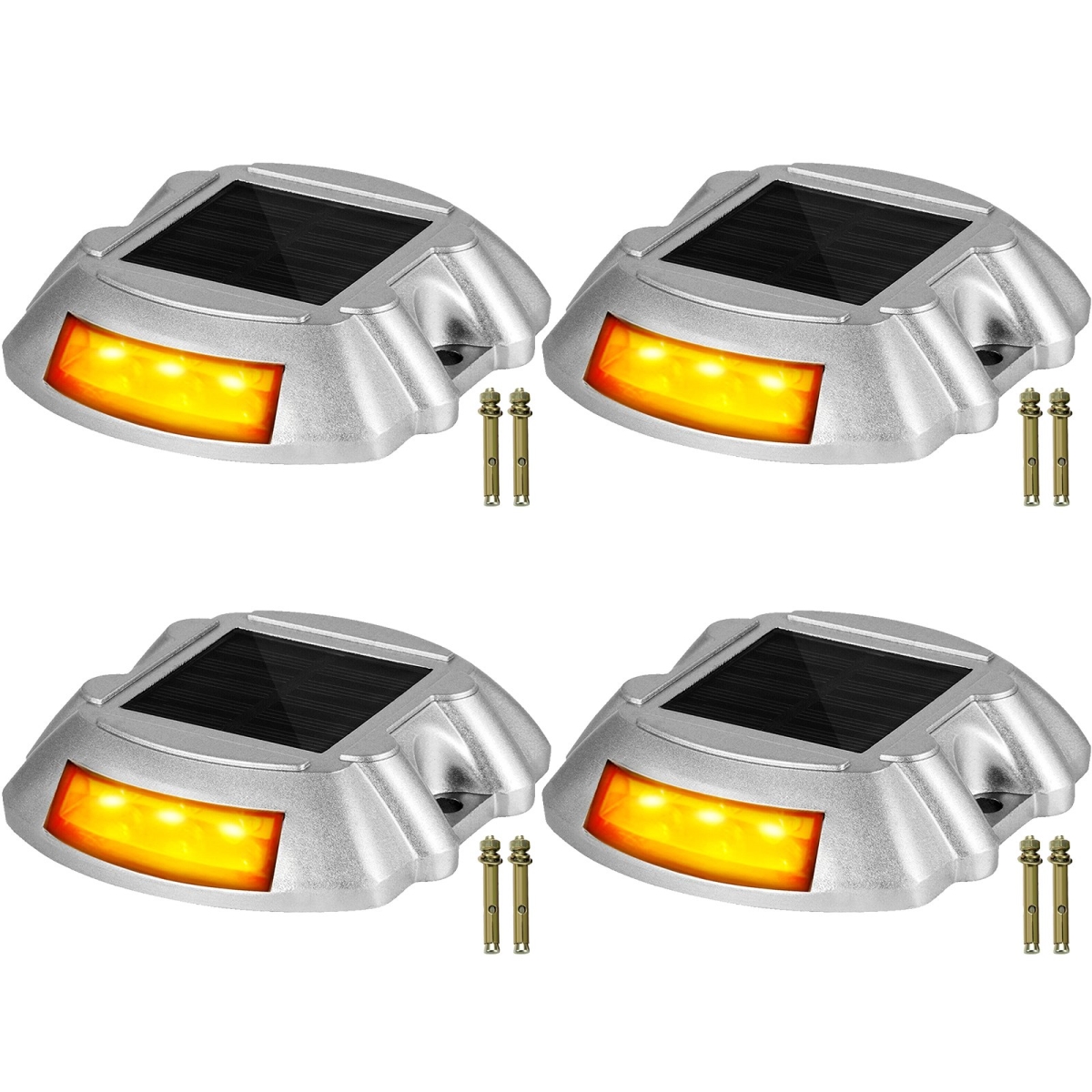 Picture of Vevor TYNDD4JTOR0000001V0 Driveway Lights&#44; Solar Driveway Lights with Switch Button&#44; Solar Deck Lights Waterproof - LED Bright Orange - Pack of 4