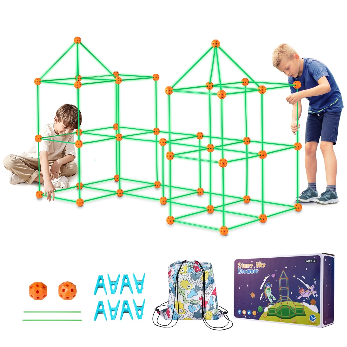 BLJZTJCZK1401BKE9V0 Glow in the Dark Tent Fort Building Kit