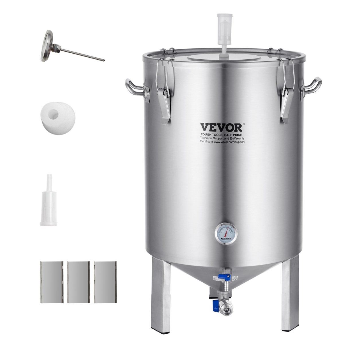 Picture of Vevor PJFJT16GALZDUUJVJV0 16 gal 304 Stainless Steel Beer Brew Fermentor for Brewing