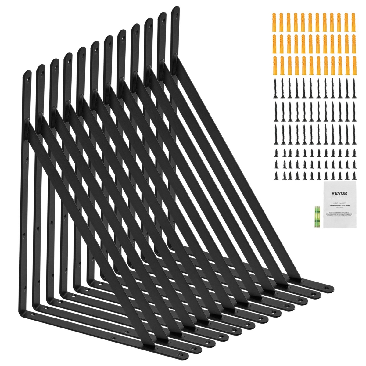 SJZJGBZJYGHWULB3QV0 18 x 12 in. Heavy Duty Floating Shelf Brackets with 160 lbs Load Capacity - 12 Piece