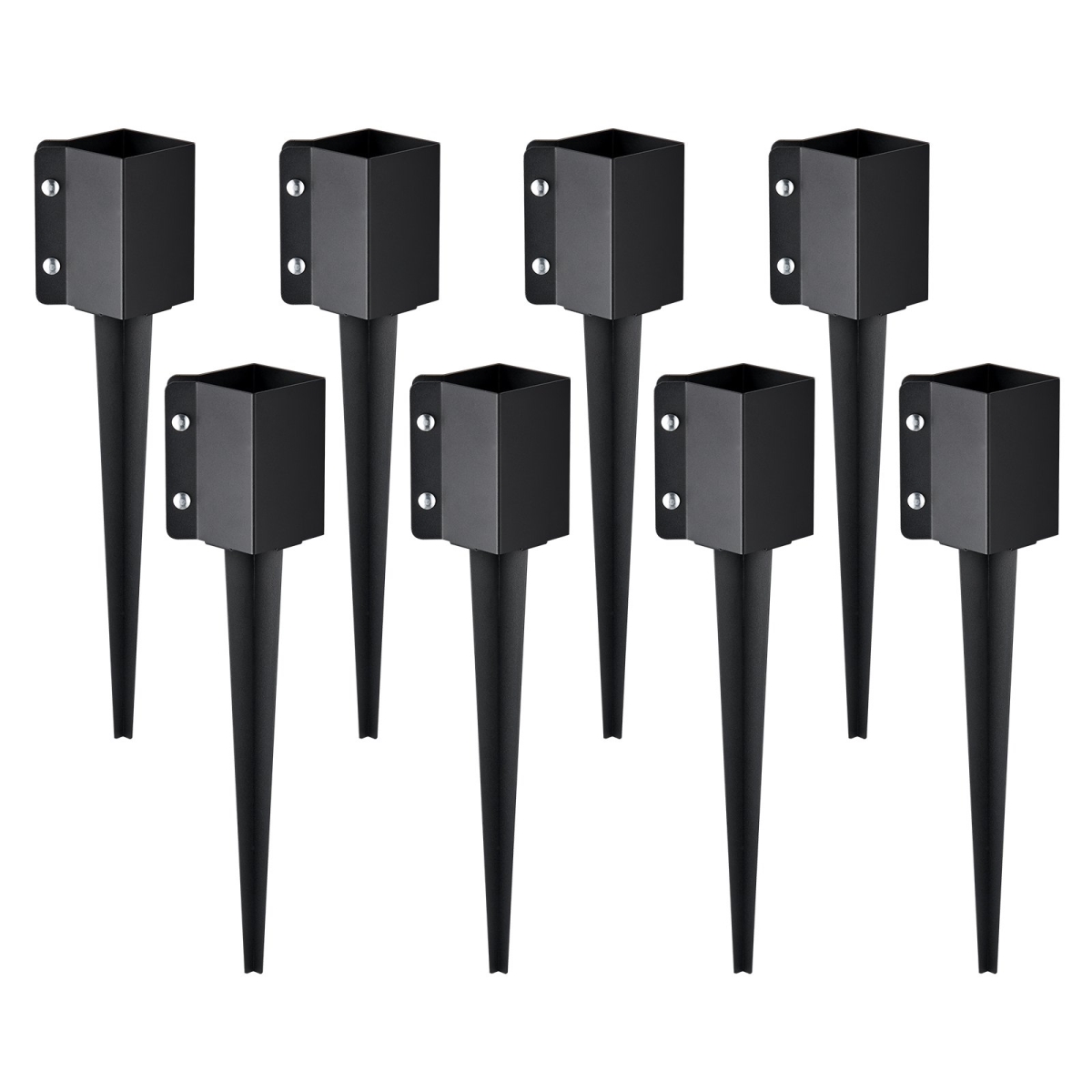 FXDD35YC24YCFUXF1V0 24 x 4 x 4 in. Metal Black Powder Coated Post Stake Ground for Mailbox - Pack of 8