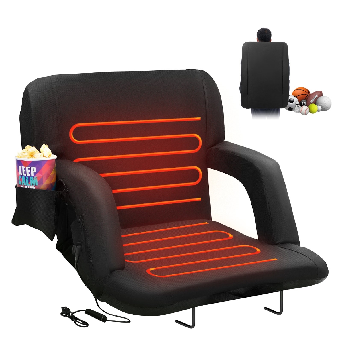 Picture of Vevor JRTYGZY1PCSJEJUXEV9 Double Heated Stadium Seat with Back Support