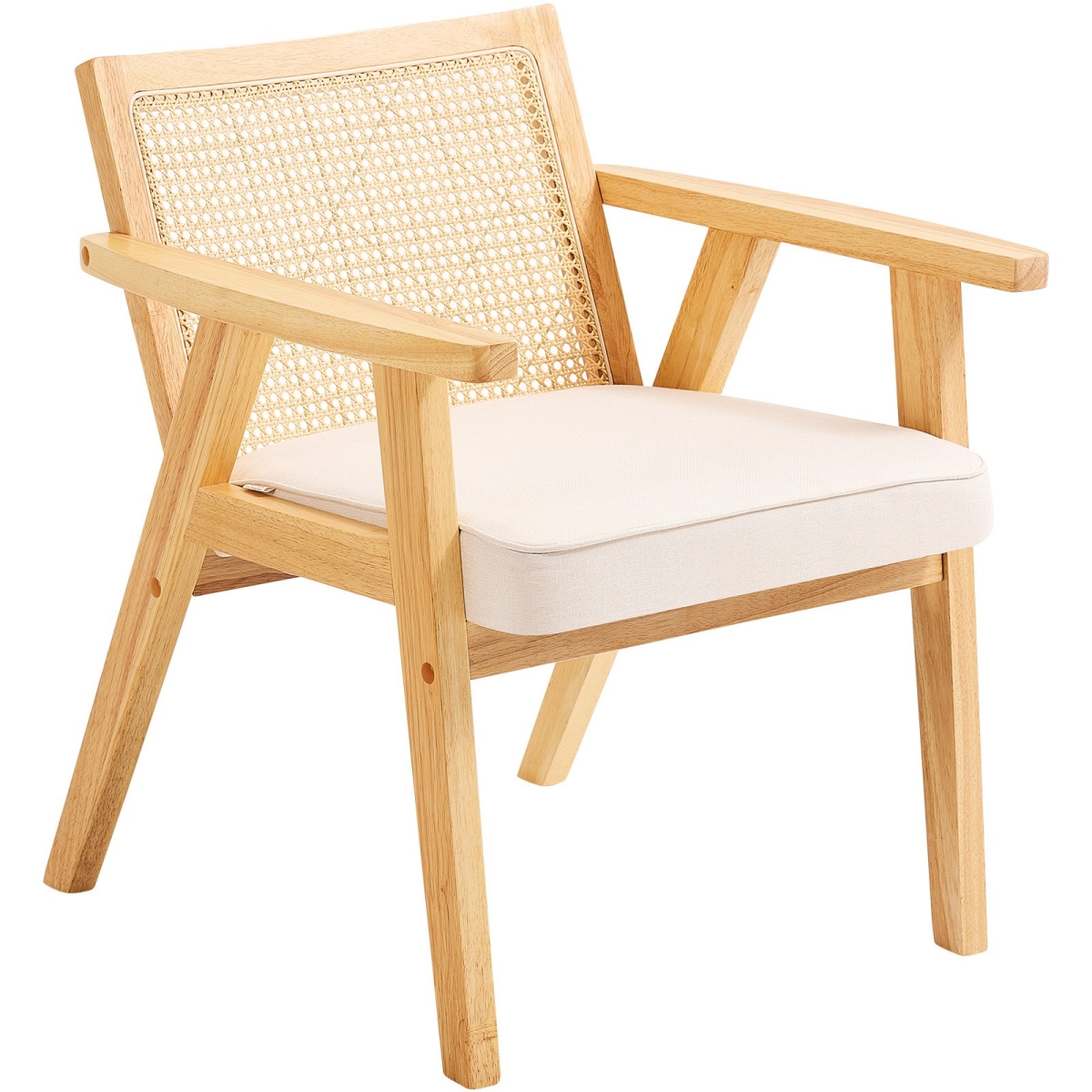TBYYMS4KTYBYP9GE1V0 Mid Century Modern Rattan Chair, Beige