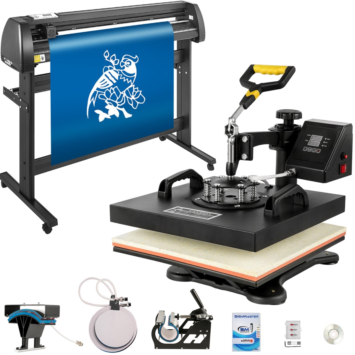 THJ3838-KZJ-13501V1 15 x 15 in. 5-in-1 Heat Press - Vinyl Cutter Plotter 53 in. USB Port Sticker Print Diy