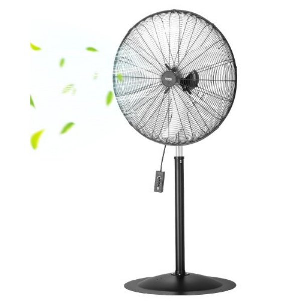 GYLSFS30INCHJSOL1V1 30 in. 3-Speed Adjustable Height Oscillating Industrial Pedestal Fan - Black