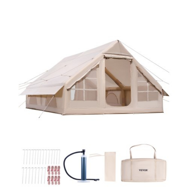 Picture of Vevor KJZP431MCQWZUXN7IV0 5-8 Person Camping Easy Set up Inflatable Glamping Tent with Pump - Beige