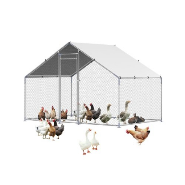 Picture of Vevor JSJS322MJDDM8HJCX001V0 9.8 x 6.5 x 6.5 ft. Cover Spire Roof Coop Walk-in Metal Chicken Run