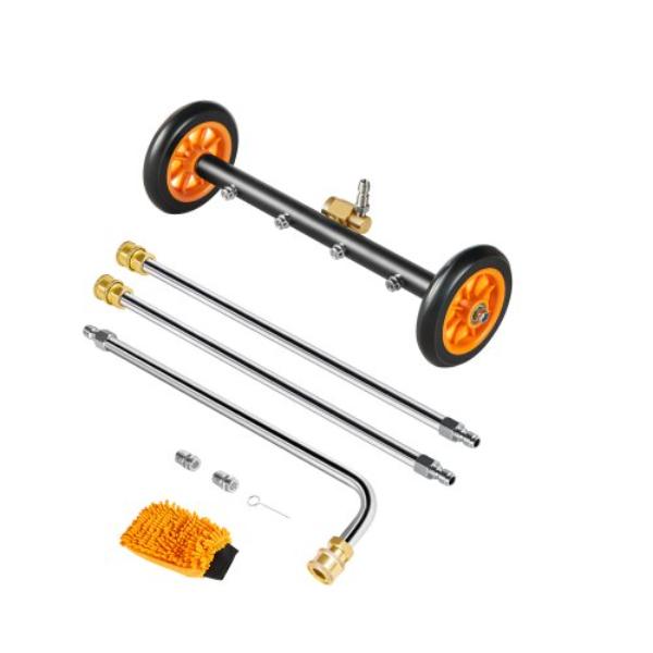 Picture of Vevor GYQXJBMQJQZGW7HOZV0 16 in. Pressure Washer Undercarriage Cleaner with 2 Wheels 2 Extended Wands&#44; Black & Orange