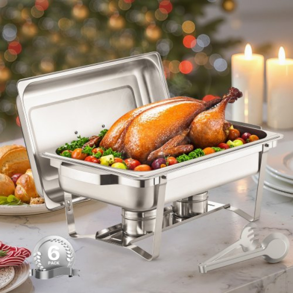 Picture of Vevor ZFXBXGSTGK6JYRMTSV0 8 qt. Rectangle Chafing Pan Dish Buffet Set, Full Size - Stainless Steel - Pack of 6