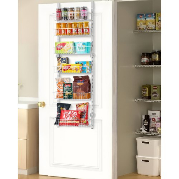 MGCCJ6CBS000OVVBPV0 6-Tier Hanging Storage Rack Adjustable Kitchen Over the Door Pantry Organizer - White