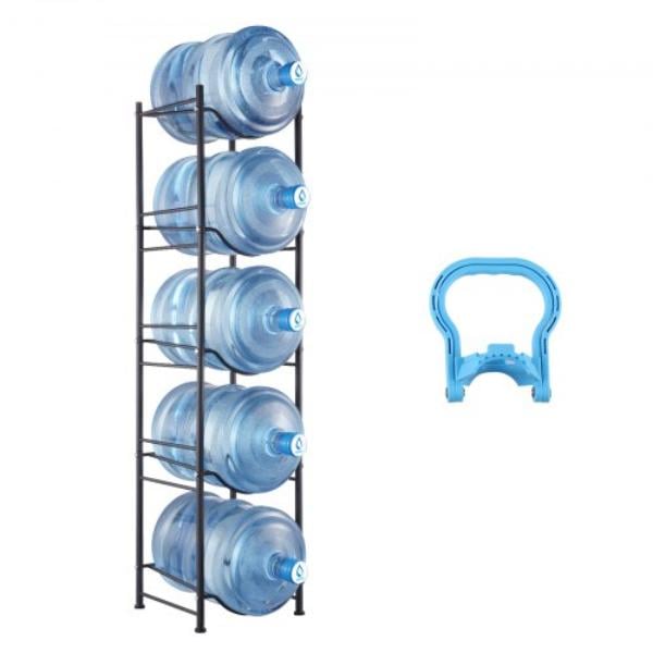 Picture of VEVOR 5JLTZSSTSTZCIZWDLV0 5 Tiers Jug Holder Single Row Water Bottle Rack for 5 Bottles - Black