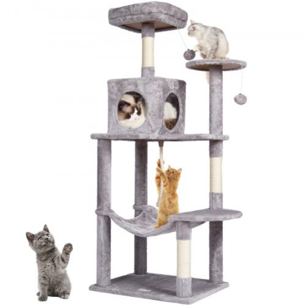 Picture of Vevor DXSMS6C1FQH0BQP06V0 56.2 in. Cat Tower with Condo Sisal Scratching Post Light - Gray