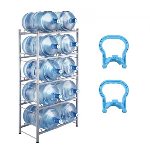 Picture of Vevor 5JLTZSSTSTZCL7OHRV0 5-Tier 10 Bottles Double Row Water Jug Rack - Silver Gray