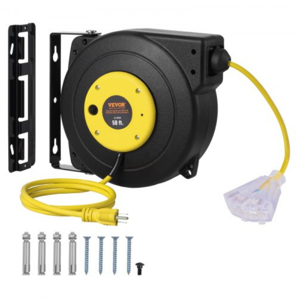 Picture of Vevor SSSJXQ50FTHH5SLMPV1 50 ft. 14AWG-3C SJTOW Retractable Extension Reel Power Cord