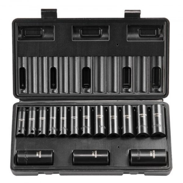 Picture of Vevor CJTTZJ1CRMO1D0PTUV0 0.37 in. 6-Point Drive Bit Impact Sockets Ratchet Tool Kit - 15 Piece