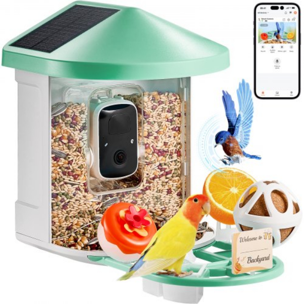 Picture of Vevor DSXTDWNQWDCMO30NNY3 2K HD AI Identify Species Solar-Powered Smart Bird Feeder with Camera