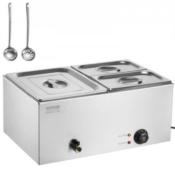 Picture of Vevor SYSPBWQPTK11ZOOJ0V1 17 qt. Bain-marie 3-Pan Countertop Buffet Commercial Electric Food Warmer