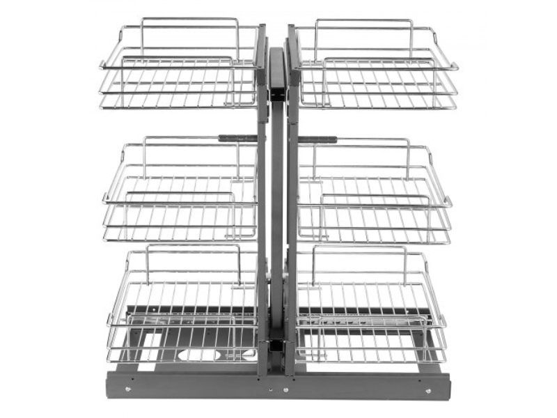 Picture of Vevor MJSNLDGG3C25UTA9DV0 3 Tier 6 Shelf Blind Corner Pull Out Organizer Chrome Kitchen Cabinet Basket