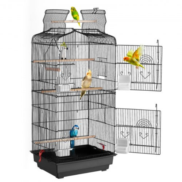 Picture of Vevor ZMSDXNLL18W1NRKCNV0 39 in. Cockatiels Parrot Hanging Metal Parakeet Bird Flight Cage - Black