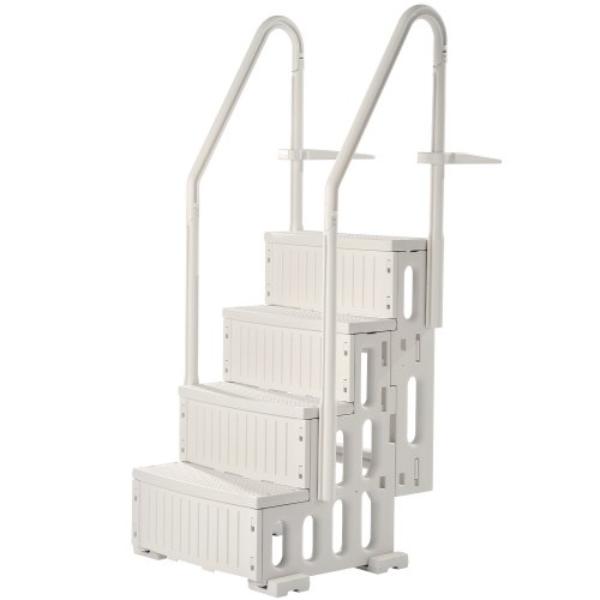 DXYCTLTSFSSLMT8OVV0 400 lbs 4 Step Pool Ladder of Double Handrails Supports for 48-54 in. Pools - Milk White