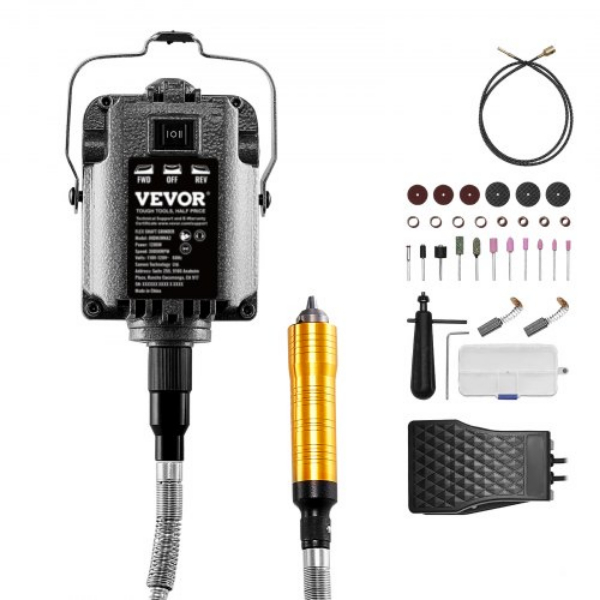 Picture of Vevor DDDMJ1200WYXIFWS1V1 1200W 30000RPM Foot Pedal Flex Shaft Grinder - 31 Piece