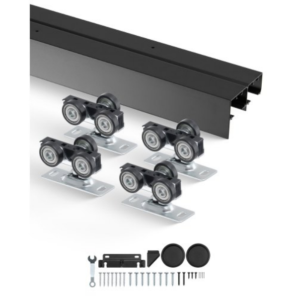 TLMTZTLM4FTSUG8DUV0 4 ft. Hardware Bypass Closet Door Track Kit - Black