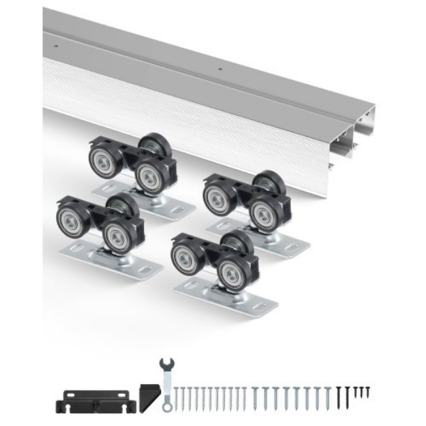 TLMTZTLM6FTSEDXEDV0 6 ft. Hardware Bypass Closet Door Track Kit - Silver