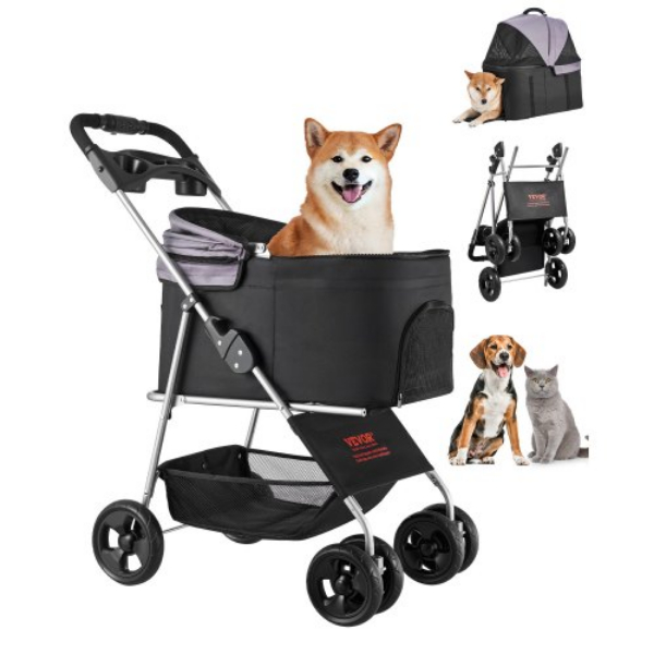 CWTCCGK4QSHD9M2U7V0 35 lbs 4 Wheels Detachable Foldable Pet Dog Stroller
