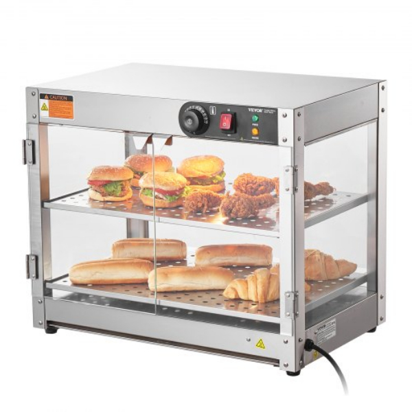 Picture of Vevor TYZSJ2C20YC0JNGUBV1 2-Tier Commercial Food Warmer Display Countertop Pizza Cabinet with Light