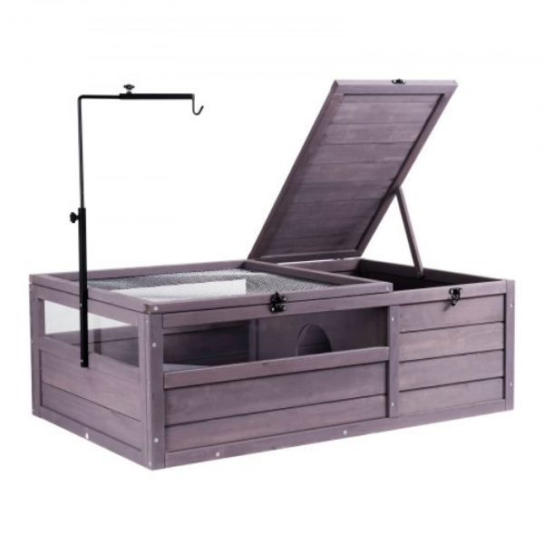 Picture of Vevor MZWGXMZWGJJL56B4PV0 38 x 24 x 13 in. Indoor & Outdoor 2-Room Wooden Tortoise House - Gray