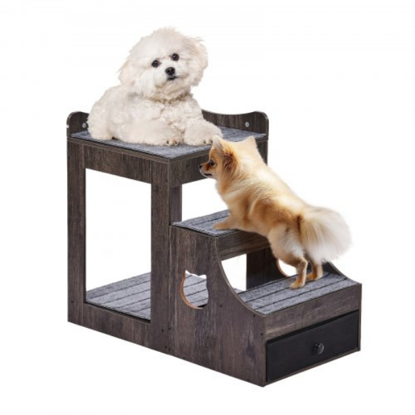 Picture of Vevor SXPSCWSCCHSX8A3BCV0 Storage Indoor Stairs Dog-Cat Window Perch Pet Bunk Bed - Gray