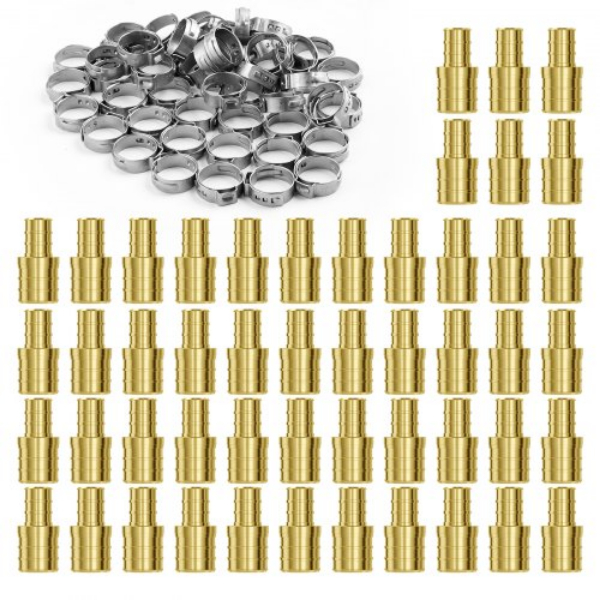 Picture of Vevor KGSPEXGLJPJ5D5K9OV0 0.5 - 0.75 in. 0.5 NPT Internal Thread Brass Clamp-style Pipe Fittings - 50 Piece
