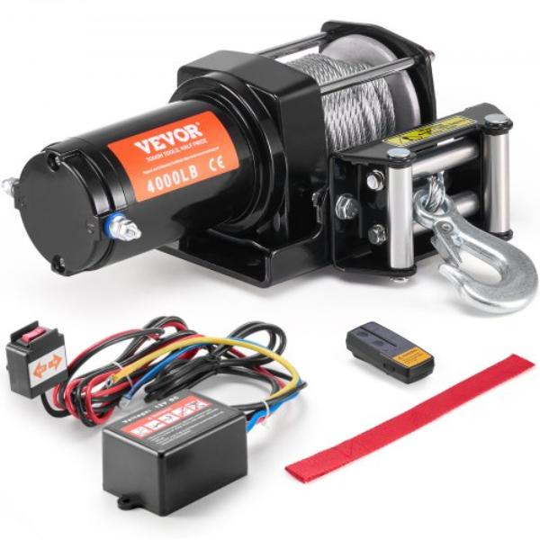 ATVGSSJPYXWXEJRPBV9 4000 lbs ATV UTV Steel Cable IP55 Waterproof Remote Control Electric Winch