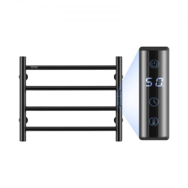 Picture of Vevor JRMJJBGS4GHSO9BM5V1 Towel Warmer Heated Bar Rack for Bathroom Wall Mounted Electric Drying Plug in 4 Bars - Matte Black