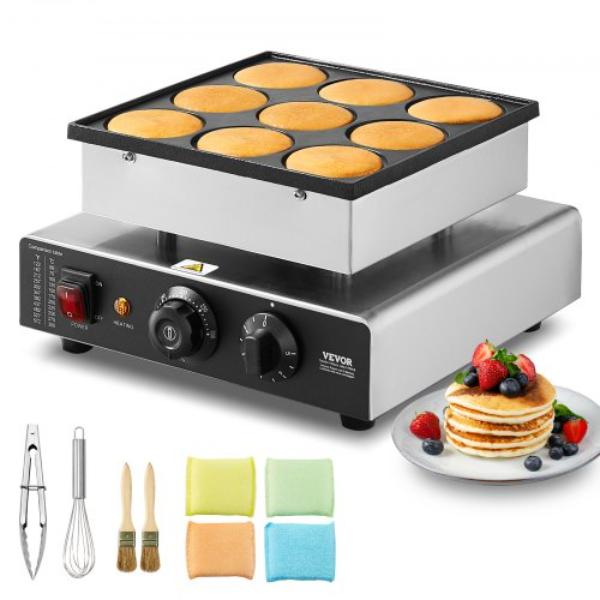 Picture of Vevor SYJBJDP4KF0005ECEV1 76 mm 850W Non Stick Dutch Pancake Maker Commercial Dorayaki Baker&#44; Silver - 9 Piece