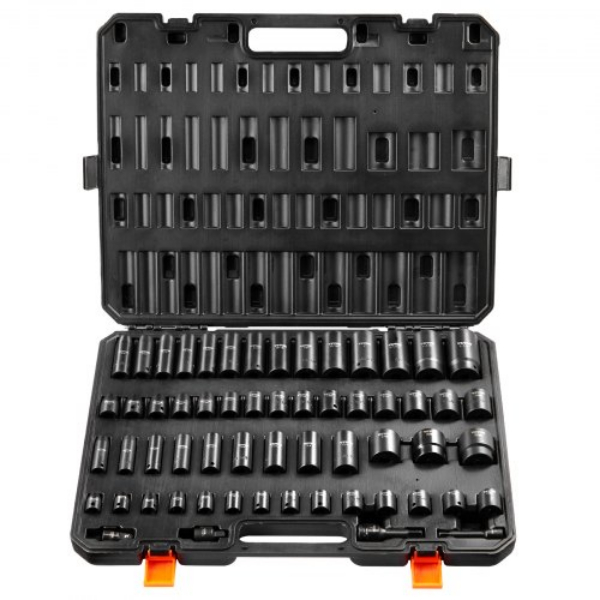 Picture of Vevor CJTTZJ1CRMO53W901V0 0.37 in. & 0.5 in. 6-Point Drive Bit Ratchet Tool Kit Impact Sockets Set - 59 Piece
