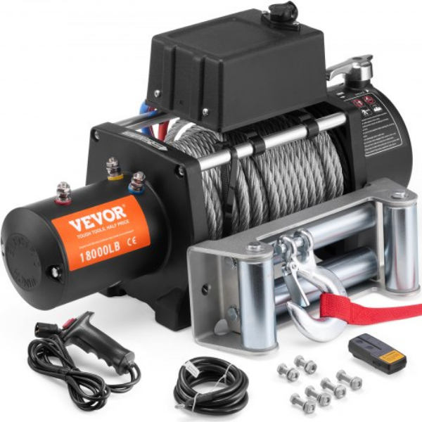 DDGSSJPYXWXYMXBC5V9 18000 lbs Steel Cable IP65 Waterproof Remote Control Electric Winch Truck