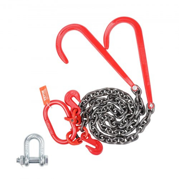 Picture of Vevor RTJGTLMGFH1JKLASKV0 0.37 in. x 3 ft. 15600 lbs G80 Tow V-Chain Bridle Grab J Hook Wrecker
