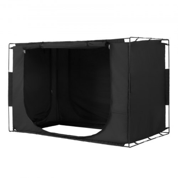 Picture of Vevor FXCSZPSMLLM7P2ZZ1V0 70 Percent Blackout with 0.37 in. Fiber Poles 3 Doors Breathable Bed Tent - Black